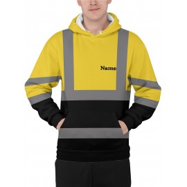 Custom Men's Hooded with Personalized Name/Text/Logo Print - Heavy-Duty Breathable Fabric Suitable for Gym, Team Uniforms, Promotional Wear - Adjustable Hood, Self-Defined Branding, Durable Casual Workwear for Large Sizes, PLUS SIZE