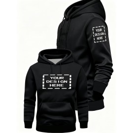 Men's Large Hooded Sweatshirt - Personalized Logo/Text/Design Printing on Left Chest & Back, Bulk Orders for Team Uniforms, School Jackets, Couples Matching - Relaxed Fit Logo Printing Service (Logo/Text/Graphic), PLUS SIZE