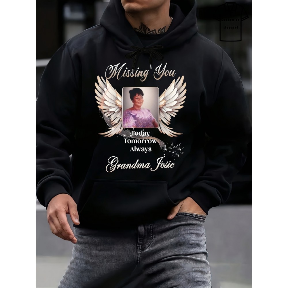 Plus Size (L-5XL) Men'S Memorial Custom Photo Hoodie | Personalized 