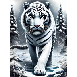 Men'S 3D Ice And Snow World Hoodie Featuring a White Tiger Design - a Long-Sleeve Casual Pullover with Drawstring Pockets, Adorned with Nature-Inspired Decorations And High-Quality Detailed Prints, Made from Machine-Washable Fabric, Plus Size