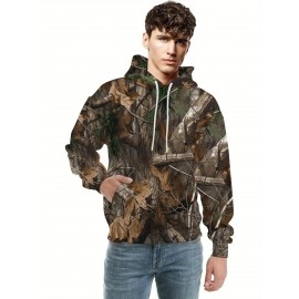 Men's Classic Hunting Camouflage Pullover Sweatshirt, Fuzzy Pullover Sweatshirt, PLUS SIZE