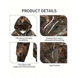 Men's Classic Hunting Camouflage Pullover Sweatshirt, Fuzzy Pullover Sweatshirt, PLUS SIZE