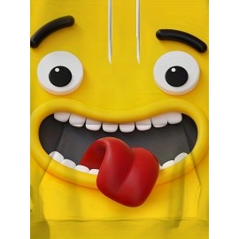 Novelty Cartoon Mouth 3D Print Men's Hooded Sweatshirt with Drawstring And Pocket, Fall Winter Hoodie, PLUS SIZE