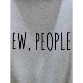 Men'S Ew People Graphic Print Hooded Sweatshirt - Oversized Loose Fit Pullover Hoodie with Kangaroo Pocket, Long Sleeve Casual Winter Warmth, with Lettering, Comfortable Casual Attire & Ideal Gift for Men (Autumn/Winter), Plus Size