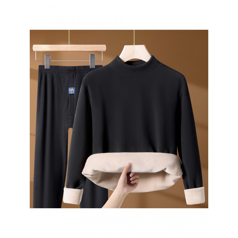 Plus Size - Men'S & Women'S Thermal Underwear Set - Heavy-Duty Fleece-Lined Thermal Pants, Extreme Cold Proof Winter Pants, /Neutral Colors, Round Neck Base Layer for Everyday & Formal Wear - Cold Weather Essentials, Thermal Underwear for Women