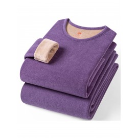 Plus Size - Men'S & Women'S Thermal Underwear Set - Heavy-Duty Fleece-Lined Winter Pants, Thickened Thermal Base for Extreme Cold, Soft Pink/Red color, Elegant Everyday & Formal wear - Cold Weather Essentials