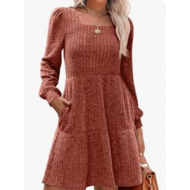 Solid Color Round Neck Dress Sweater