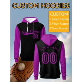Custom Men'S Hoodies Featuring Personalized Names And Numbers - Available in Multiple Colors, Suitable for Baseball, Hiking, And Everyday Casual Wear - with a Hood, Front Pocket, Made of, Perfect for Outdoor Activities, Plus Size